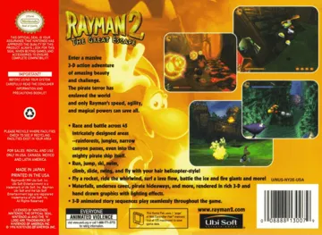 Rayman 2 - The Great Escape (USA) (En,Fr,De,Es,It) box cover back